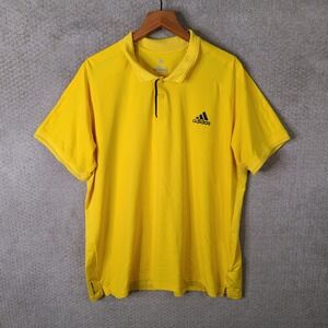 Adidas Shirt Mens 2XL Yellow Barricade Polo Golf Tennis Athletic Stretch